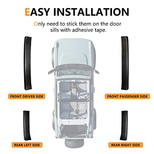RERPRO حراس حماية عتبة الباب RERPRO لسيارة فورد برونكو 4 أبواب 2021 2022 2023 2024 2025 ملحقات عتبة الدخول الأمامية والخلفية لوحة خدش عتبة الباب غطاء واقي لدواسة الترحيب لبرونكو 4 أبواب، 4 قطع باللون الأسود - Image 5