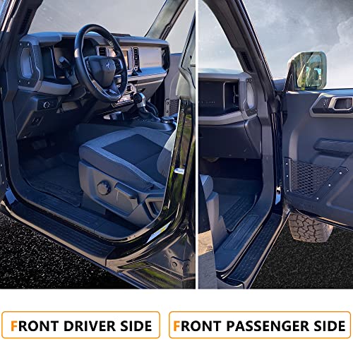 RERPRO حراس حماية عتبة الباب RERPRO لسيارة فورد برونكو 4 أبواب 2021 2022 2023 2024 2025 ملحقات عتبة الدخول الأمامية والخلفية لوحة خدش عتبة الباب غطاء واقي لدواسة الترحيب لبرونكو 4 أبواب، 4 قطع باللون الأسود - Image 3