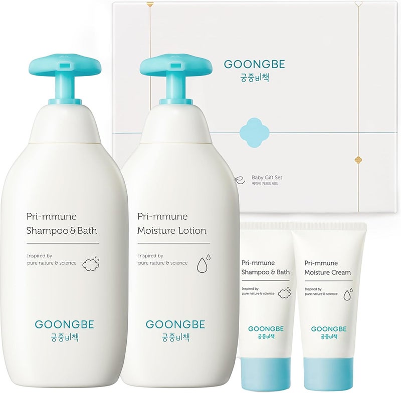 goongbe Baby Skin Care Gift Set - Korean Baby Skincare & Bath Time Essentials - Shampoo & Bath, Moisutre Lotion, Cream - Hydrating & Nourishing, 4 Items - Image 1