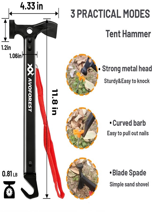 AVOFOREST 20 Pcs Tent Stakes with Camping Hammers,Avoforest 7.1 Inch Non-Rust Metal Tent Pegs + Portable Tent Stakes Hammers Ground Stakes and Tent Accessories Camping,Garden,Hiking Orange - Image 2