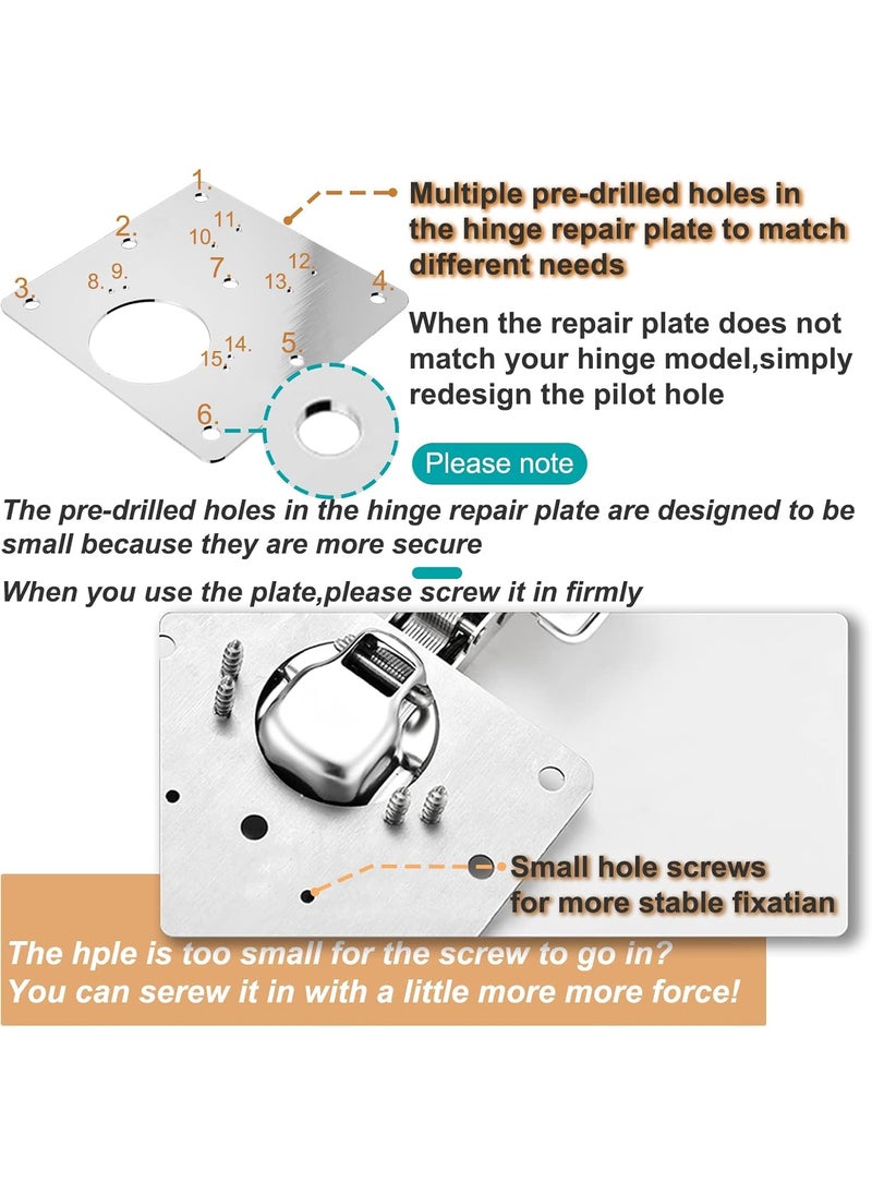 Xfopz Xfopz 8 PCS Cabinet Hinge Repair Plate Hinges Repair Fixing Plates Bracket Kit with Mounting Screw Stainless Steel Hinge Repair Board Kitchen Cupboard Door Hinge Repair Brackets Kit  - Image 4