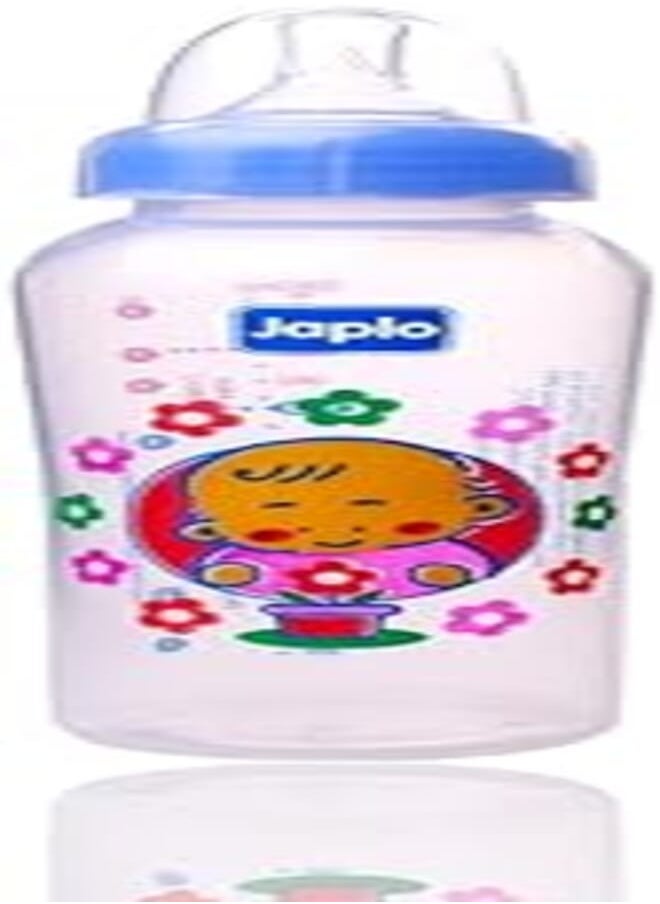 Japlo Japlo Round baby feeding Bottle with Anti-colic nipple & Lukewarm water mixer size 240 ml- blue colour (card) 