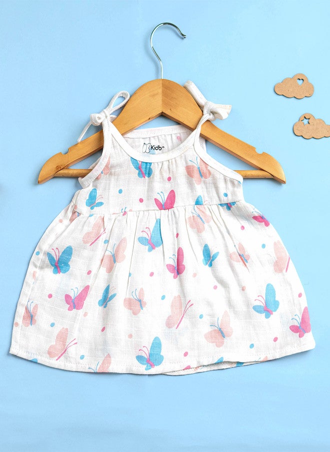 Kidbea فستان كيدبيا العضوي القطني للبنات حديثي الولادة بدون أكمام مع طباعة زهور - Image 2