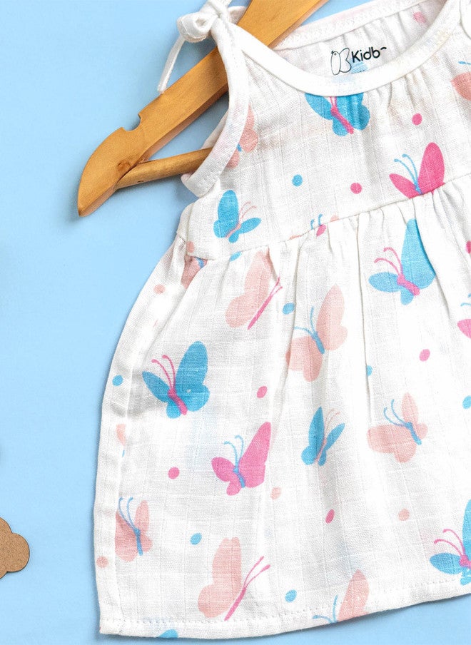 Kidbea فستان كيدبيا العضوي القطني للبنات حديثي الولادة بدون أكمام مع طباعة زهور - Image 4