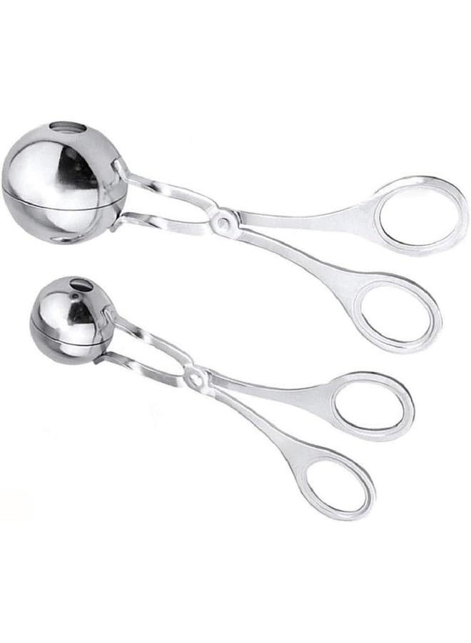 2 قطعة من ملاقط اللحم المصنوعة من الفولاذ المقاوم للصدأ، ملعقة كرات اللحم، صانع كرات الكعك، ملاقط اللحم والكيك والأرز للأدوات المطبوخة (2 قطعة) - Image 1