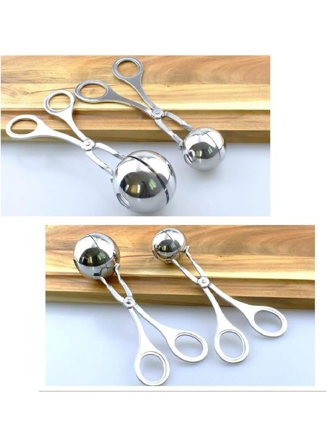 2 قطعة من ملاقط اللحم المصنوعة من الفولاذ المقاوم للصدأ، ملعقة كرات اللحم، صانع كرات الكعك، ملاقط اللحم والكيك والأرز للأدوات المطبوخة (2 قطعة) - Image 3