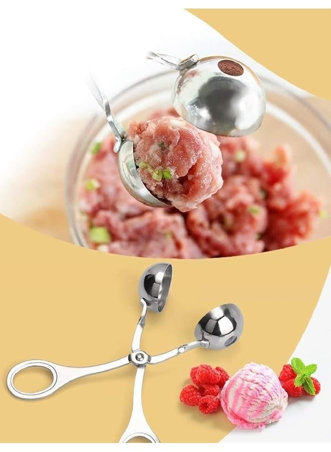 2 قطعة من ملاقط اللحم المصنوعة من الفولاذ المقاوم للصدأ، ملعقة كرات اللحم، صانع كرات الكعك، ملاقط اللحم والكيك والأرز للأدوات المطبوخة (2 قطعة) - Image 4
