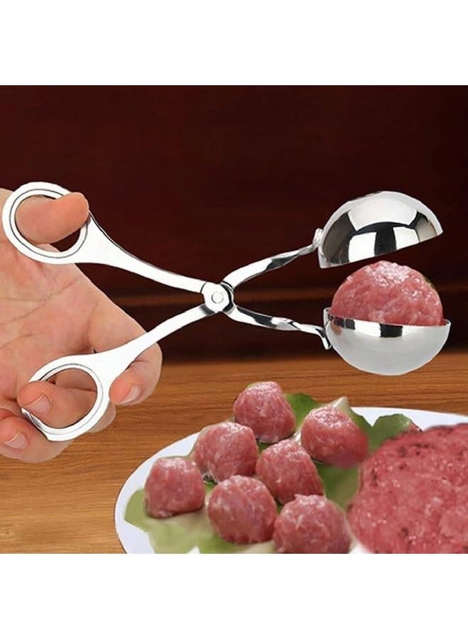 2 قطعة من ملاقط اللحم المصنوعة من الفولاذ المقاوم للصدأ، ملعقة كرات اللحم، صانع كرات الكعك، ملاقط اللحم والكيك والأرز للأدوات المطبوخة (2 قطعة) - Image 2