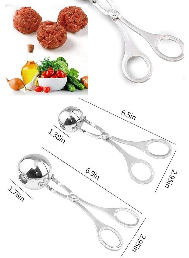 2 قطعة من ملاقط اللحم المصنوعة من الفولاذ المقاوم للصدأ، ملعقة كرات اللحم، صانع كرات الكعك، ملاقط اللحم والكيك والأرز للأدوات المطبوخة (2 قطعة) - Image 5