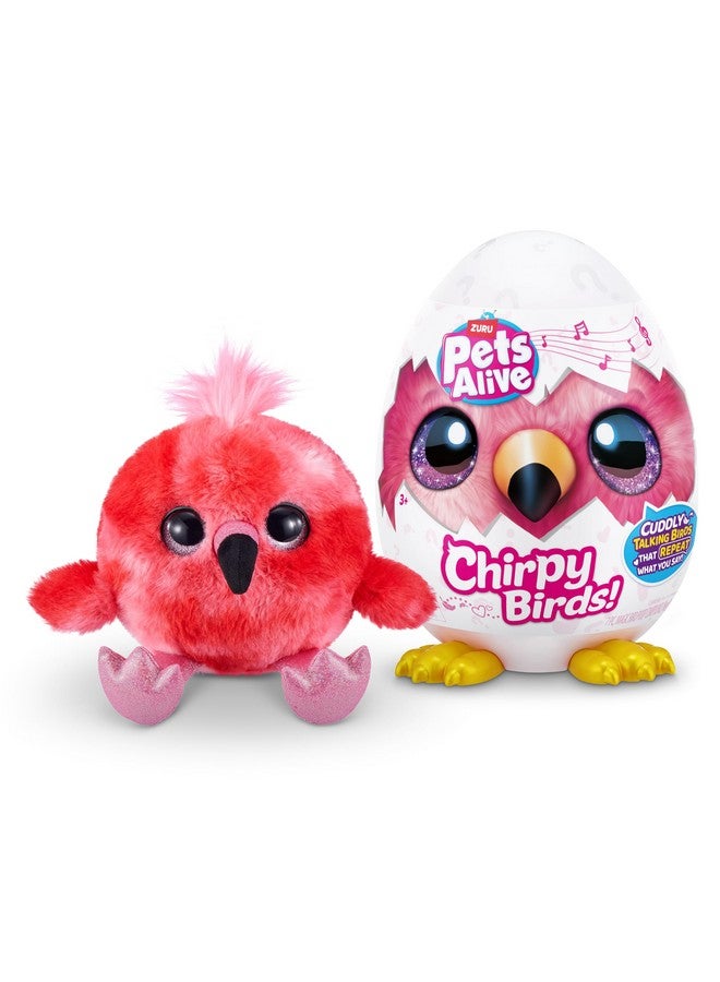 Pets Alive Chirpy Birds (Flamingo) by ZURU, Electronic Pet That Speaks, Giant Surprise Egg, Stickers, Comb, Fluffy Clay, Bird Animal Plush for Girls - Image 1