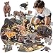 THINKBAY 12PCS Large North American Animal Figurines 67PCS Large Woodland Jigsaw Puzzles Toys for Preschool Kids Toddlers Ideal Realistic Safari Animals Toys Gift for Toddlers Kids - Image 2