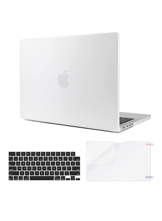 O Ozone MacBook Pro 16 inch Case A2485 MacBook Pro 16 M1 Pro / M1 Max Chip & Touch ID Plastic Hard Matte Case Cover Keyboard Skin & Screen Protector White  - Image 1
