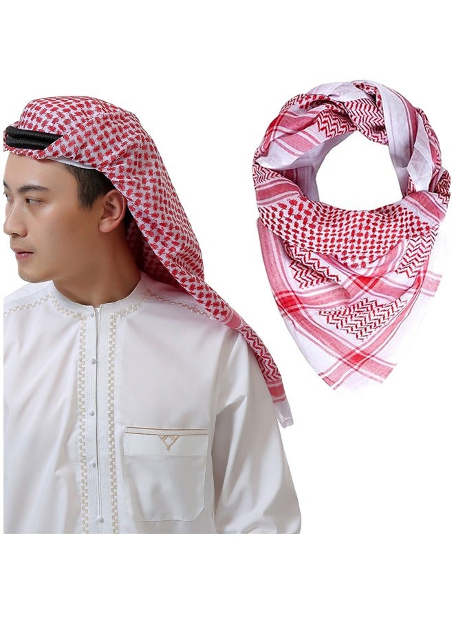 GUSGU وشاح الصحراء التكتيكية العربية وشاح الرقبة للرجال والنساء ، وشاح أحمر منقوشة العربية 140x140cm - Image 3