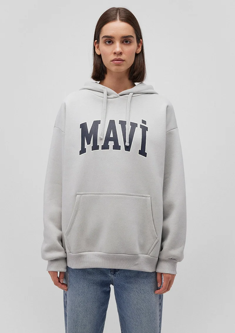 مافي Blue Logo Printed Hooded Gray Sweatshirt 1600361-34322