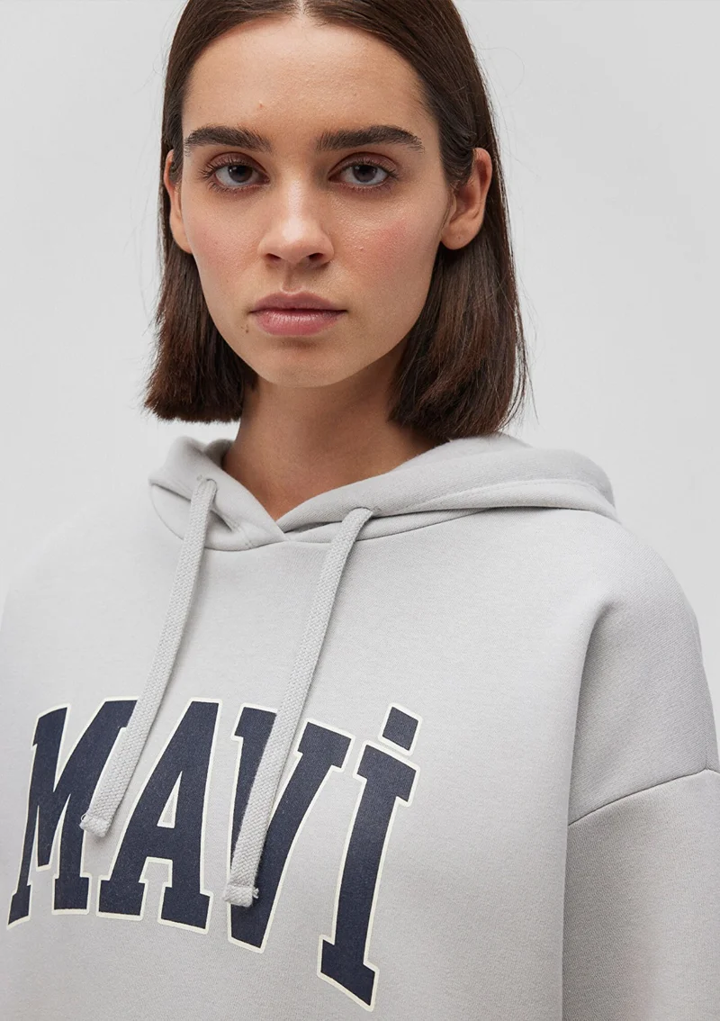 مافي Blue Logo Printed Hooded Gray Sweatshirt 1600361-34322