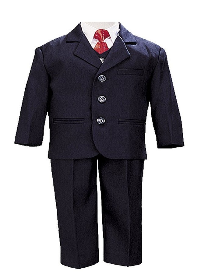 Lito 5 Piece Navy Blue Suit with Shirt, Vest, and Tie - Size M (9 Month) - Image 2