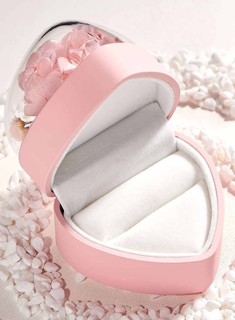 SOLARAE Wedding Ring Box Mini Storage Organizer Velvet Ring Box White Pink Gifts for Women (Pink-Flower Heart Box) - Image 4