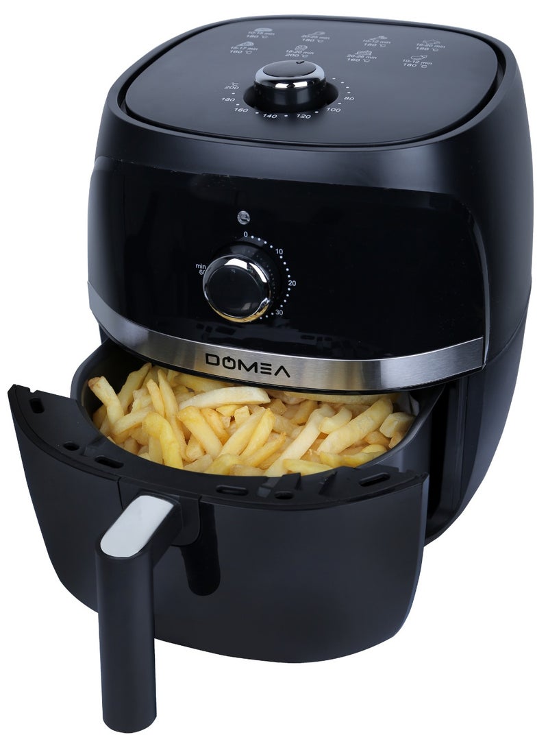 DOMEA 3.2L Air Fryer - 1300W, 8 Presets, Manual Control, Oil-Free Cooking, Adjustable Temp (80-200°C) & 60 Min Timer, Roast, Bake, Dehydrate, Reheat, Non Stick & Easy to Clean, Family Size, Black - Image 1