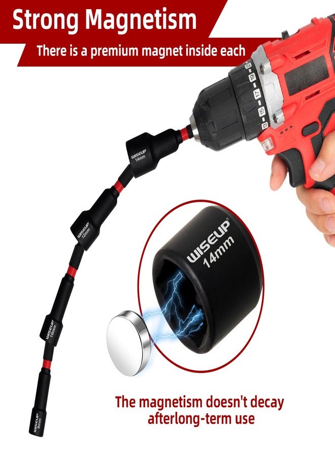 وايزأب مجموعة مفكات صواميل مغناطيسية من WISEUP، مكونة من 29 قطعة، ومجموعة رؤوس مفكات مثقاب صدمات وساق سداسية 1/4 بوصة، ومفكات صواميل كهربائية مترية من فولاذ Cr-V SAE، وتتضمن حامل رؤوس مغناطيسي، ووصلة سريعة الفك مع حقيبة تخزين. - Image 5