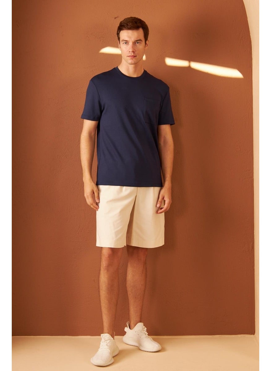 Odelon - Men's Comfort Fit Pocket T-Shirt Navy Blue MARS25 - Image 1