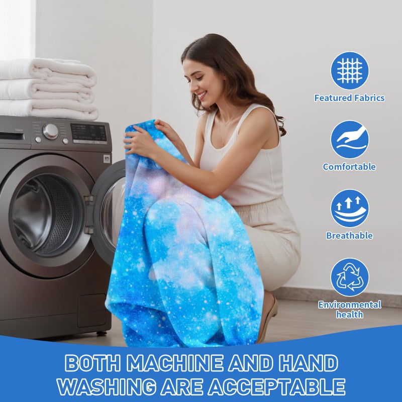 Fiosnow Wearable Blanket Gift for Women & Men Sherpa Flannel Blanket Hoodie Long Warm and Cozy Blanket with Giant Pocket,Galaxy - Image 4