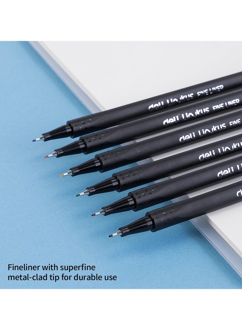 Deli Deli EQ900-06 Pigment Liner 0.45 mm – 6 pcs – ideal for technical drawings, journaling & planners - Image 5