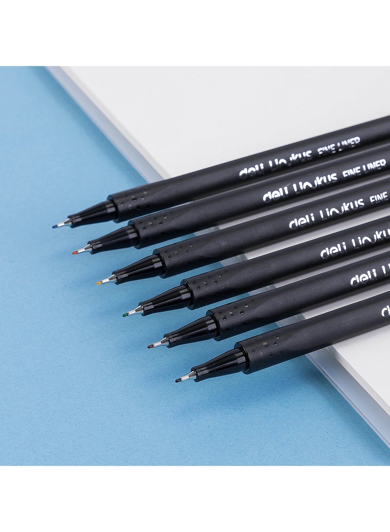 Deli Deli EQ900-06 Pigment Liner 0.45 mm – 6 pcs – ideal for technical drawings, journaling & planners - Image 2