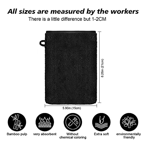 PHOGARY 10 Pack Microfiber Body Wash Mitts, Soft Face Mitten, Bath Spa Cloth, Reusable Makeup Remover Mitt Gloves, European Style Wash Cloth,6×8inch, Black and Grey - Image 4