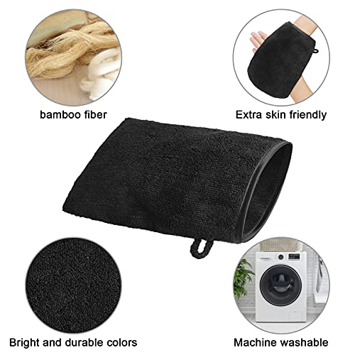 PHOGARY 10 Pack Microfiber Body Wash Mitts, Soft Face Mitten, Bath Spa Cloth, Reusable Makeup Remover Mitt Gloves, European Style Wash Cloth,6×8inch, Black and Grey - Image 5