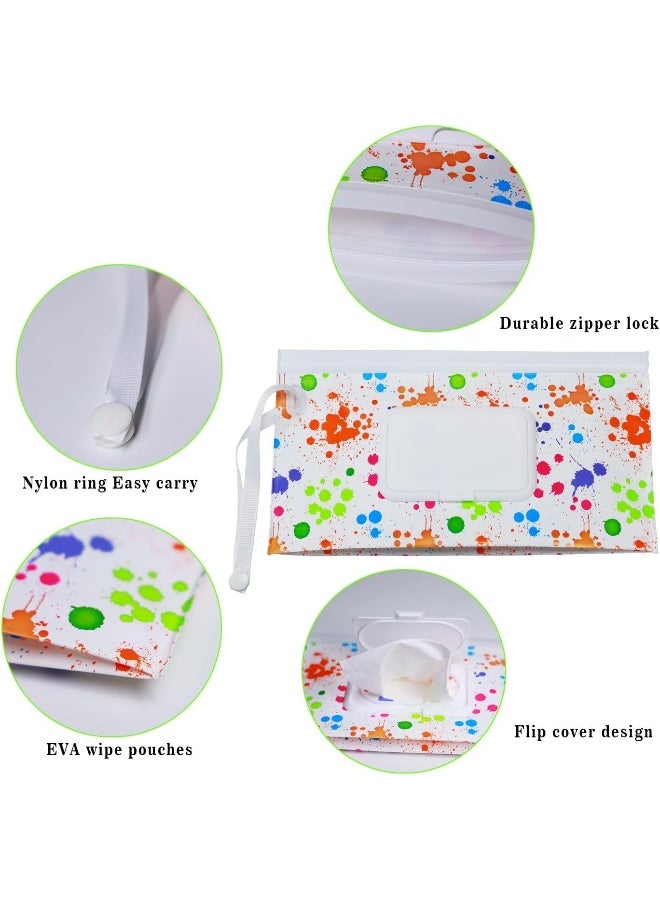 FAREVER FAREVER Baby Wipe Dispenser, 4 Pack Portable Refillable Wipe Holder, Reusable Lightweight Wipes Container Case Holder for Travel Wet Wipe Pouch, Geometric  - Image 2