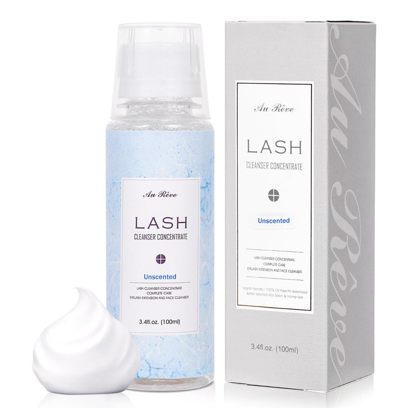 AuReve Lash Shampoo Concentrate 100ml Lash Extension Cleanser Oil-Free Eyelash Extension Shampoo with Salon Home Care -Makes 20 Bottles 60ml Lash Shampoo,Unscented - Image 1