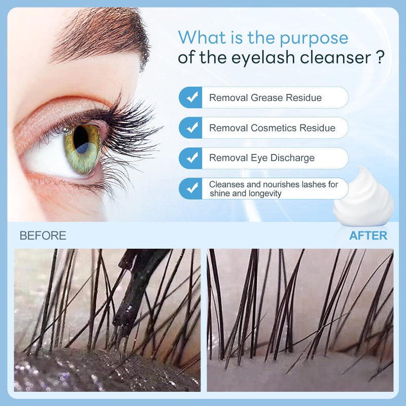 AuReve Lash Shampoo Concentrate 100ml Lash Extension Cleanser Oil-Free Eyelash Extension Shampoo with Salon Home Care -Makes 20 Bottles 60ml Lash Shampoo,Unscented - Image 4