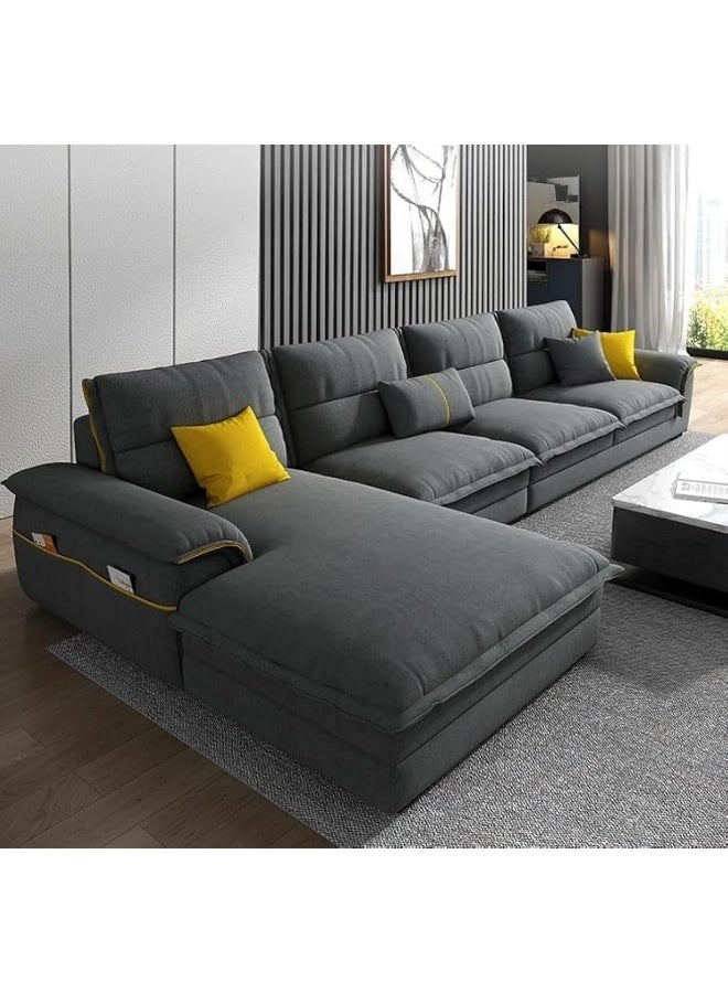 Comfynest Comfynest L Shape Nordic Style Sofa Set With Plush Cushions (Warm Grey, Right)  - Image 1