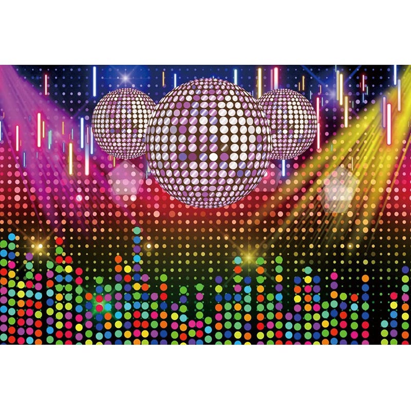 AOFOTO 7x5ft Discos Ball Backdrops for Photography Shining Colorful Lights Spots Neon Party Photoshoot Background Back to 70s 80s Music Dancing Prom Happy Birthday Decors Photo Studio Booth Props - Image 1