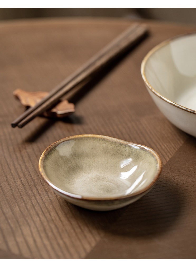 5 Pcs Vintage Distressed Ceramic Irregular Dipping Bowls, Japanese Style Mini Sauce Dishes - Image 3