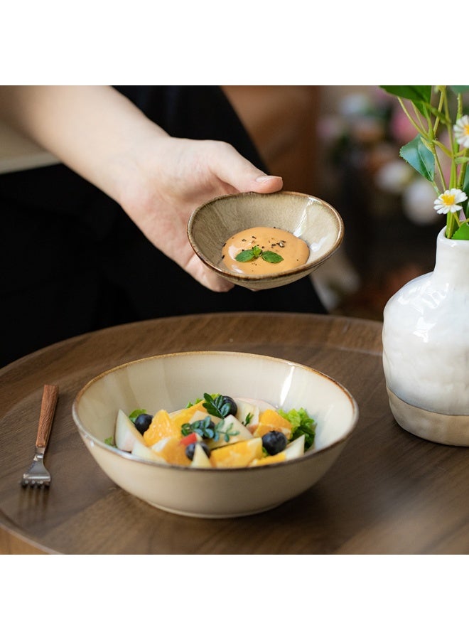 5 Pcs Vintage Distressed Ceramic Irregular Dipping Bowls, Japanese Style Mini Sauce Dishes - Image 2