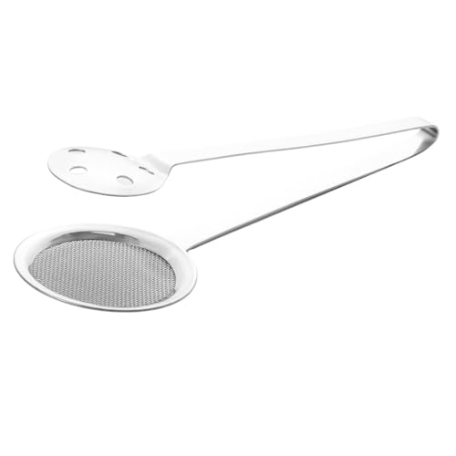 Brunchy 2 in 1 Stainless Steel Deep Fry Strainer and Filter Spoon Set with Clip, Multi-Functional Strainer Pot, Restaurant Kitchen Equipment, 26 x 9 x 2 CM Snack Fryer Serving Tong - Image 1