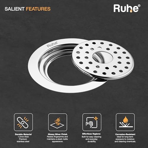Ruhe® Flat Cut.Floor Drainer/Jali | Premium Grade Stainless Steel Multi Ring Flat Cut. Floor Drainer/Jali (with Hole) | (5 X 5 Inches) | (Pack of 6) - Image 5