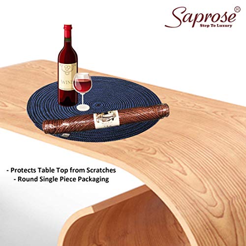 ST SAPROSE ® Polypropylene Multipurpose Braided Round Table Mat (1 PC Pack, 40 cm), Dinning Place mats, Side Table Mat, Doilies, Machine Washable Large Mat for Dining Table (15.5" Dia, Blue-Black) - Image 5