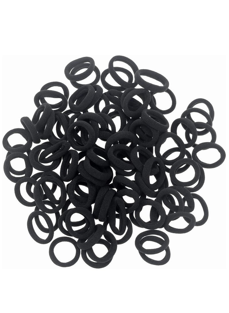 Lelet 100pcs Small Hair Ties Band for Thick and Curly Hair Ponytail Holders Soft & Seamless Baby Hair Ties, Hair Elastic Band for Women or Baby Girls With Box- Black/White - Image 4