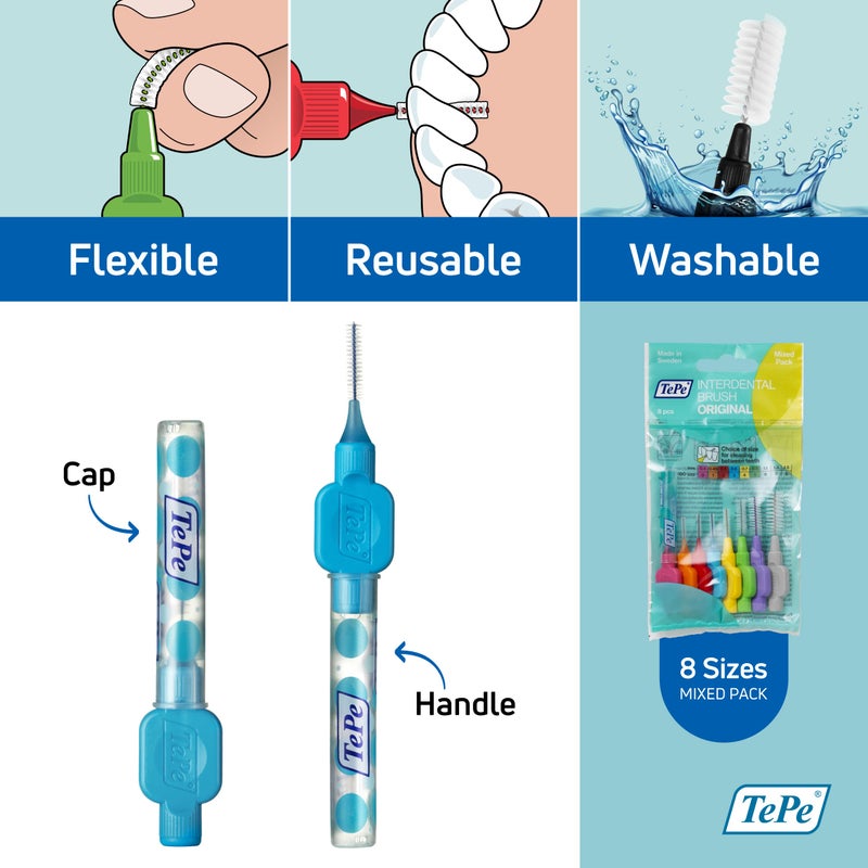 TePe Pack of 8 Interdental Brush Original, Soft Dental Brush for Teeth Cleaning, Mixed Pack - Image 5