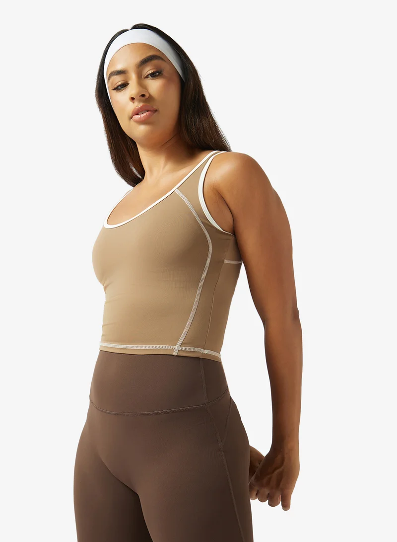Frwd Seamless Contrast Trim Detail Sculpting Tank Top