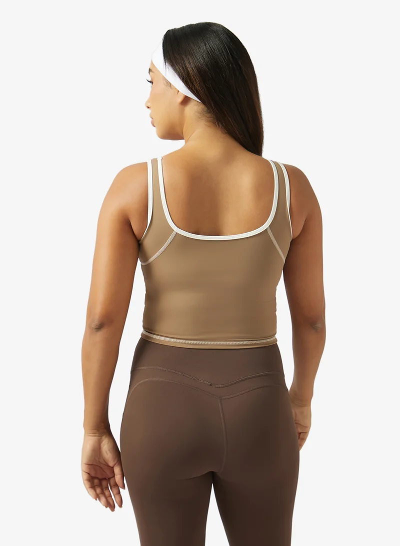 Frwd Seamless Contrast Trim Detail Sculpting Tank Top