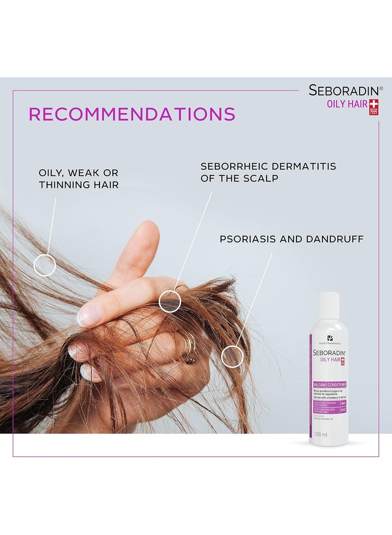 Seboradin OILY HAIR Balm for Greasy Hair 200 ml Vitamins and Natural Extracts for Thickening and Growth Natur Technology Hair and Scalp Treatment - Image 3