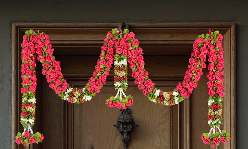 Veltic - Rose Door Set-Pink Artificial Doorway Flower Toran/Hanging Ve01P, 6 CM - Image 2