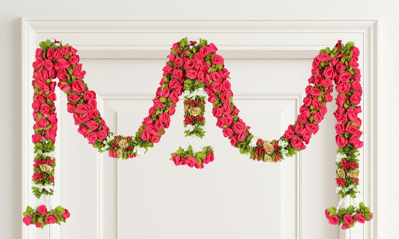Veltic - Rose Door Set-Pink Artificial Doorway Flower Toran/Hanging Ve01P, 6 CM - Image 1