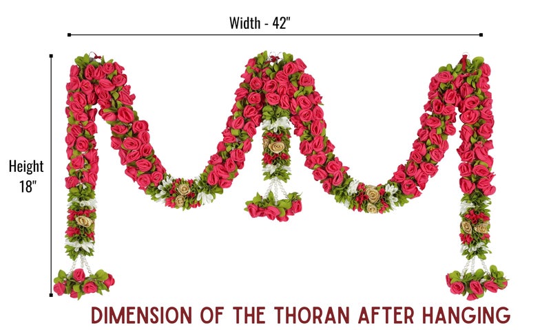 Veltic - Rose Door Set-Pink Artificial Doorway Flower Toran/Hanging Ve01P, 6 CM - Image 4