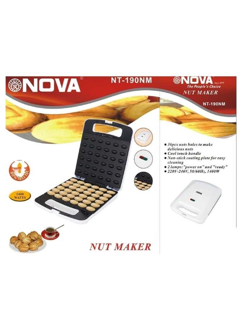 Nova NT-190NM 36-Piece Walnut Cookie Maker – 1400W Double-Sided Heating Non-Stick Electric Biscuit & Cake Maker – Mini Nut Breakfast Baking Machine for Home Kitchen – Quick, Even Heating & Easy Clean-Up – DIY Cookies, Walnut Pastries & Treats at Home - Image 4