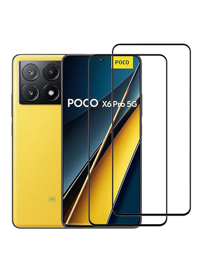 2 Pack Xiaomi Poco X6 Pro 5G Screen Protector, 9H Tempered Glass Screen Protector for Xiaomi Poco X6 Pro 5G, Case Friendly, Easy Installation,Anti-Scratch Film - Image 1