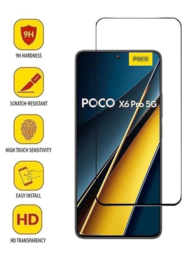 2 Pack Xiaomi Poco X6 Pro 5G Screen Protector, 9H Tempered Glass Screen Protector for Xiaomi Poco X6 Pro 5G, Case Friendly, Easy Installation,Anti-Scratch Film - Image 2